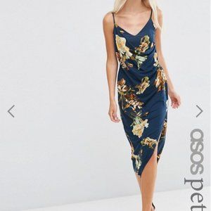 ASOS Petite Gold Rose Strappy Drape Cami Dress
